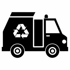 Recycling truck  Black silhouette