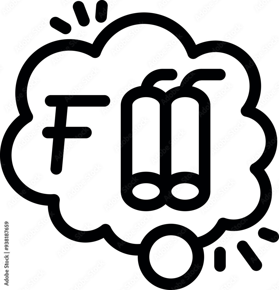 Poster concept of swiss franc currency inflation with symbol exploding like a bomb