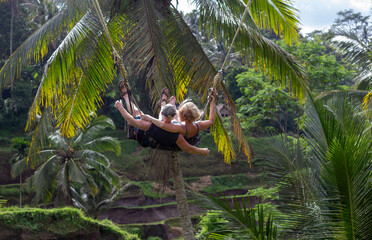 Enjoying a thrilling adventure in a stunning tropical landscape