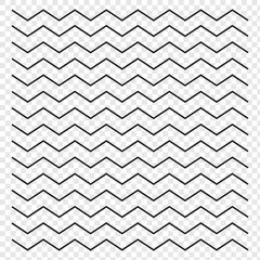 Wave line and wavy zigzag lines. Black curved lines pattern in abstract style. Horizontal geometric decoration element. Vector illustration. EPS 10.