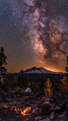 Fototapeta premium Campsite under the Milky Way.