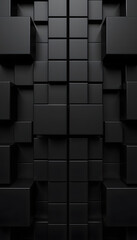 Abstract geometric black cube structure tile background. Seamless geometric pattern background.  3d isolated with white highlights, png