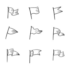 Pennant flag doodle line icon. Hand drawn outline. Concept isolated illustration