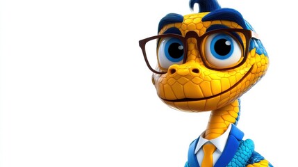 Fototapeta premium A cartoon character wearing glasses and a tie