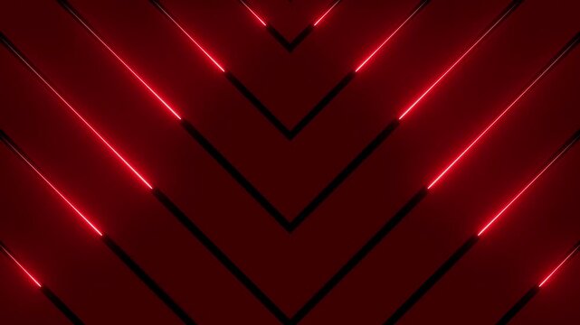 Animation of glowing neon red lines background 4k resolution video.