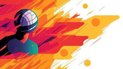 Fototapeta premium Dynamic abstract illustration featuring a soccer player in action, with vibrant colors and motion effects.