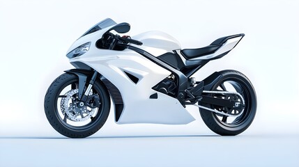 Fototapeta premium White sports motorcycle isolated on white background, detailed photo, png. 