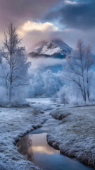 winter beautiful scenery, winter scenery, AI Generative