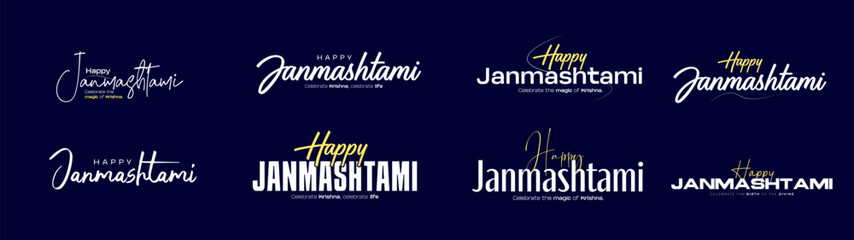 Krishna Janmashtami Typography, Janmashtami text, Janmashtami Calligraphy