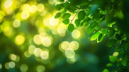 A background featuring bright green and yellow lights blurred into a bokeh effect.
