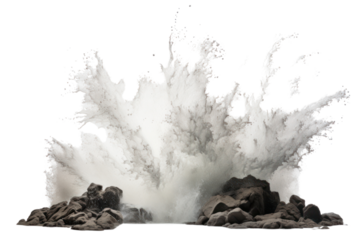 Fresh water splashes enchantingly as waves crash against the rocky beach.