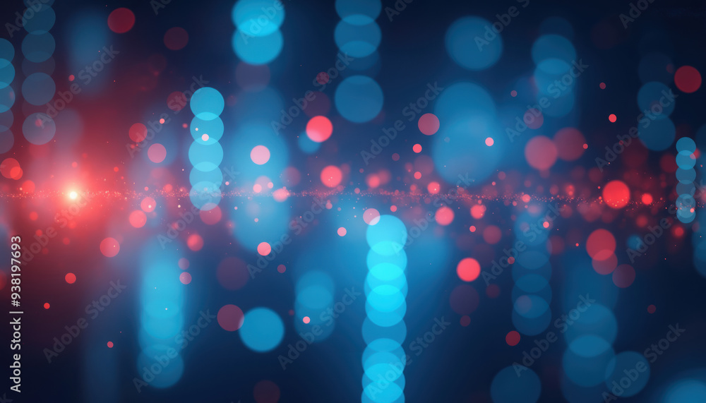 Aufkleber abstract bokeh with blue and red hues: a soft-focus bokeh effect with blue and red hues, symbolizing