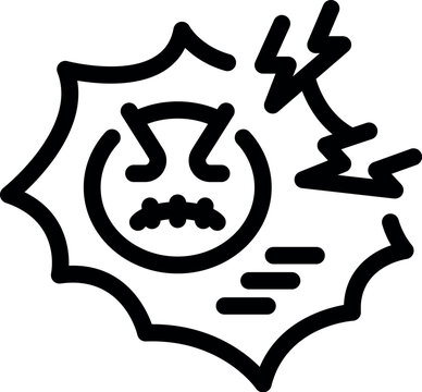 recommend clip art: Simple vector illustration of an angry emoji experiencing an emotional outburst, with a lightning icon symbolizing rage