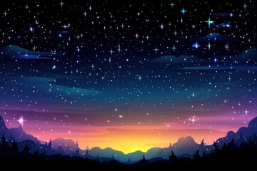 Naklejka premium Magical twilight sky serene mountain landscape