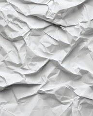 Obraz premium Textured white crumpled paper background with intricate wrinkles, suitable for design use
