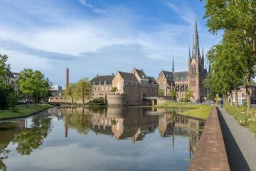 Woerden Castle and Church with waterfront