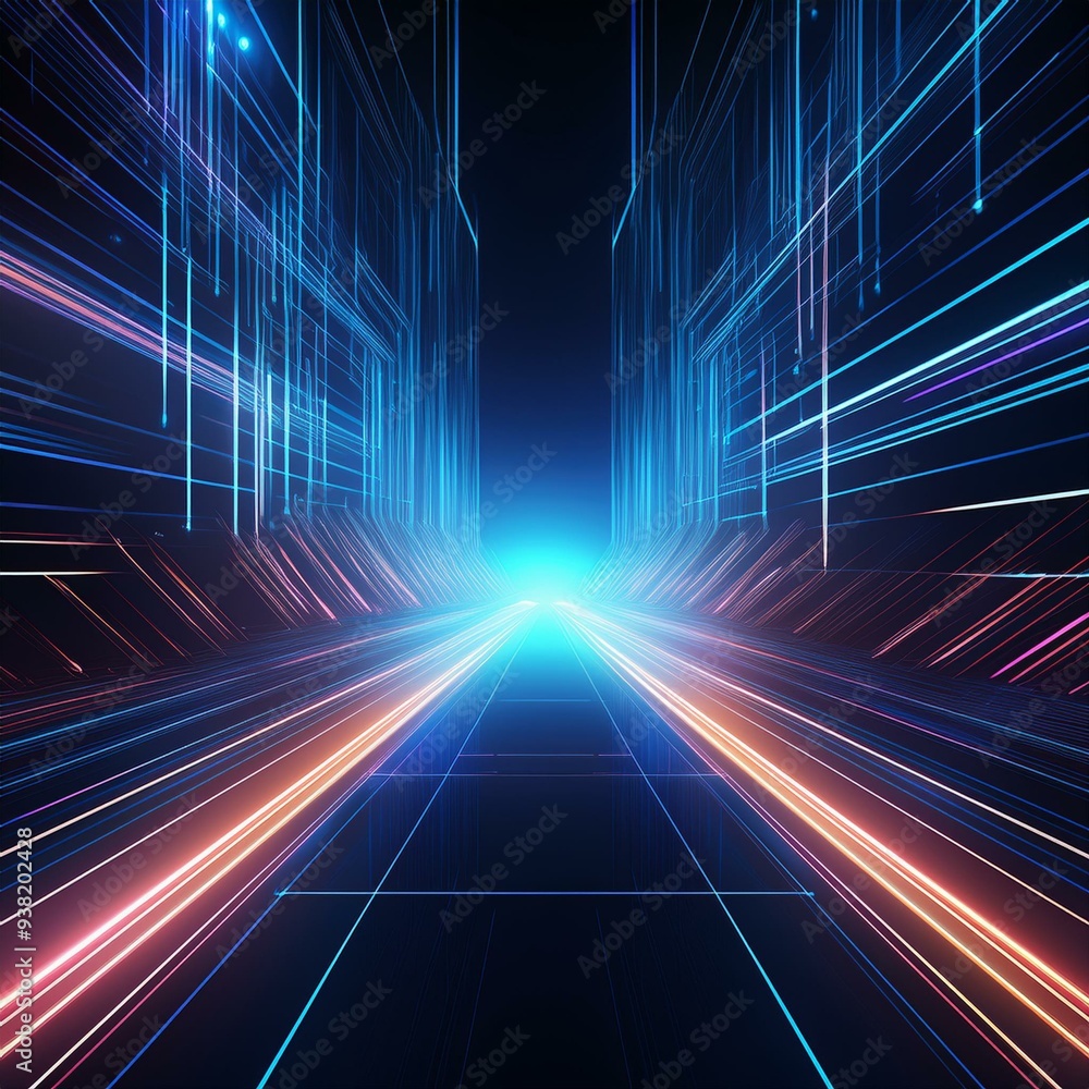 Poster future technology line background and light effect, cyberpunk style background material with a sense