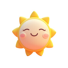3d render of cute sun icon isolated on transparent background