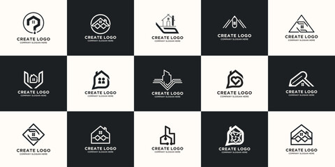 Fototapeta premium real estate and building logo design creativity