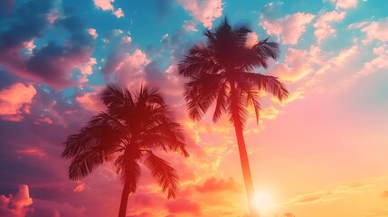 Obraz premium Palm trees at sunrise