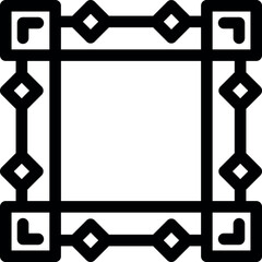 Simple black outline square frame is decorated with a repeating pattern of connected lines and diamonds