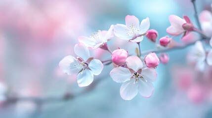 Obraz premium Soft, fading blossoms with gentle transitions in color, blending seamlessly into a peaceful, blurred backdrop.
