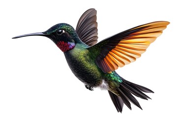 Bee Hummingbird Flying, on White Background, Realistic Photo, Standard Background, Wallpaper, Cover and Screen of Smartphone, Cell Phone, Computer, Laptop, 9:16 and 16:9 Format