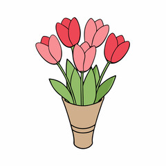 Tulip Bouquet Vector Design on White