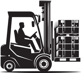 Industrial forklift lifting silhouette vector illustration isolated on a white background