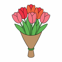 Tulip Bouquet Vector Design on White