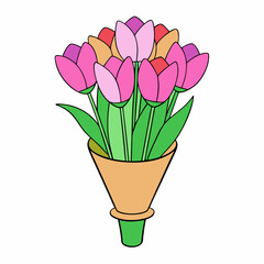 Tulip Bouquet Vector Design on White