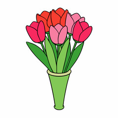 Tulip Bouquet Vector Design on White