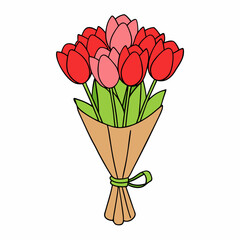 Tulip Bouquet Vector Design on White