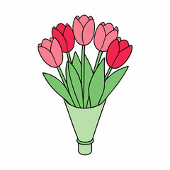 Tulip Bouquet Vector Design on White