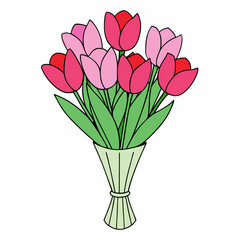 Tulip Bouquet Vector Design on White