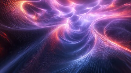 Obraz premium Quantum ripples with delicate, radiant light effects and smooth color transitions in a futuristic setting.