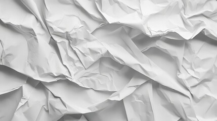 Fototapeta premium Textured white crumpled paper revealing creases and folds in various dimensions and angles