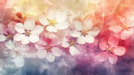 Fading floral blossoms with a subtle transition from vibrant colors to a soft, neutral gradient.