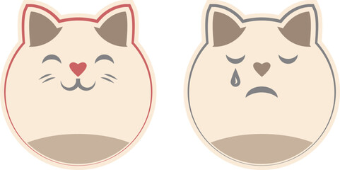 Two cats with hearts saying that one has a heart on his head