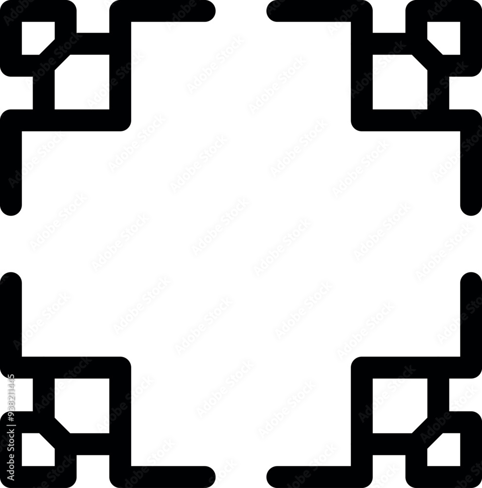 Poster simple square frame is decorated with an abstract geometric pattern in each corner