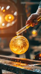 Obraz premium Glassblowing Artist Creating a Sphere.
