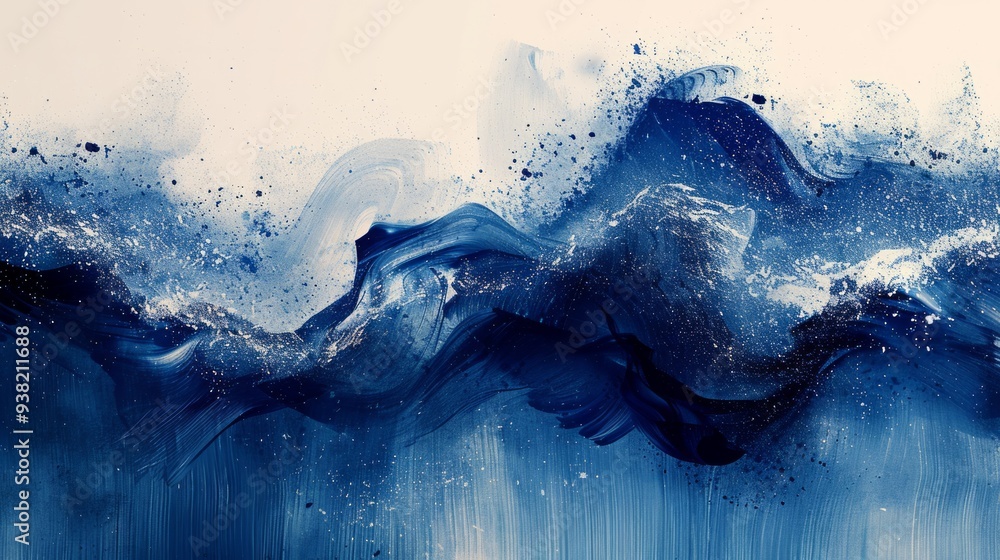 Poster textured elements, including stippling pattern in navy blue and some linear scribbles