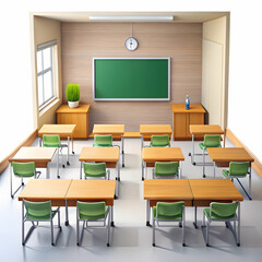 a classroom on white background