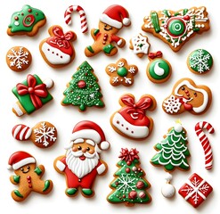 Naklejka premium Christmas gingerbread cookies and decorations