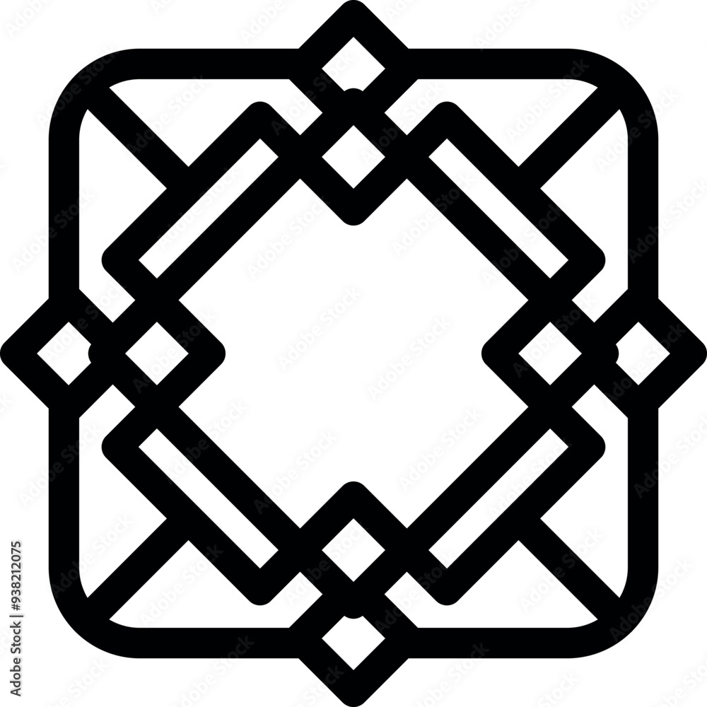 Poster square shape forming a geometrical pattern with small squares at each corner and on each side