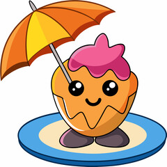 Cool Cone Vector Design of Ice Cream with Tiny Umbrella