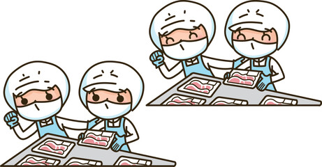 精肉コーナーのスタッフ