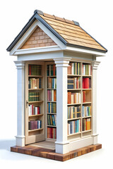 a small library building on white background