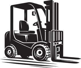Industrial forklift lifting silhouette vector illustration isolated on a white background