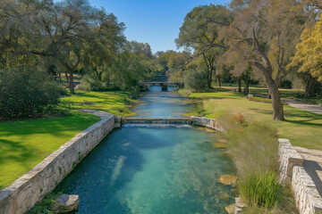 Obraz premium Comal River At Landa Park, Aerial View